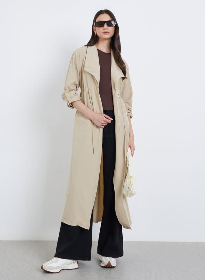 Take Two Women Solid Trench Coat Kimono - Image 1