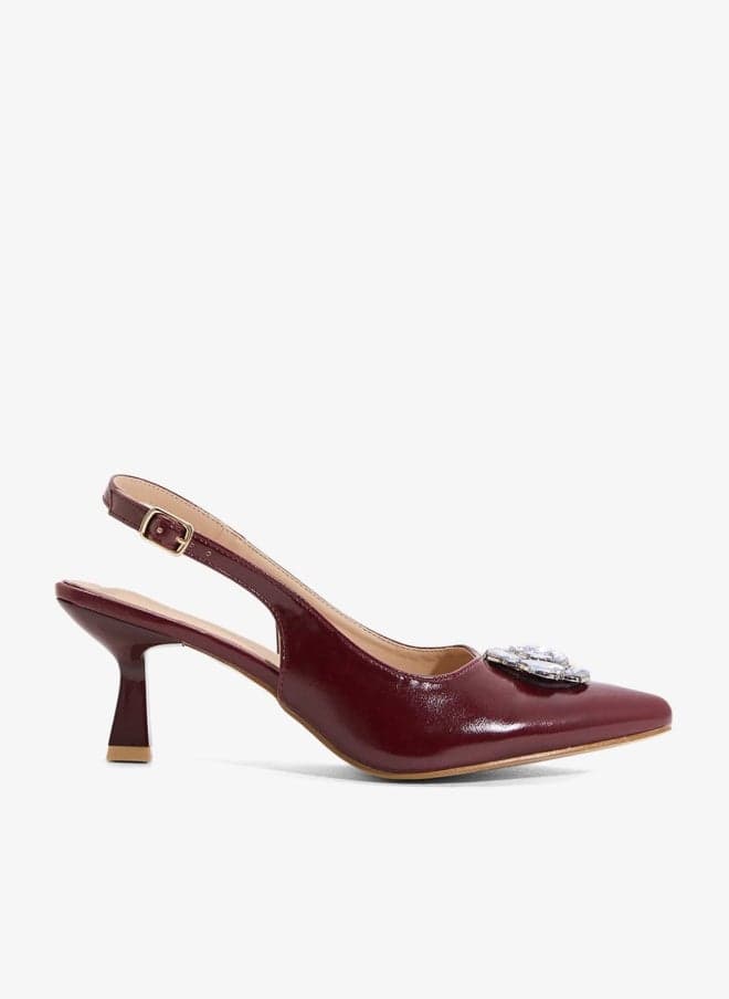 Sling Back Flower Heeled Pump - Image 1