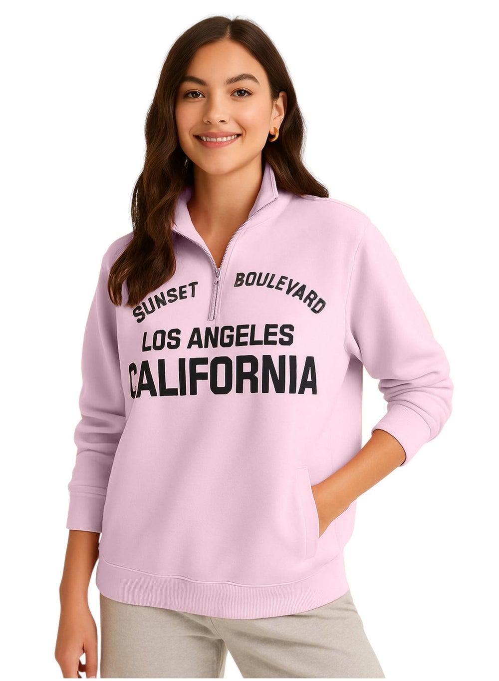 Los Angeles California Half-Zip Cotton Fleece Sweatshirt 280 GSM - Image 1