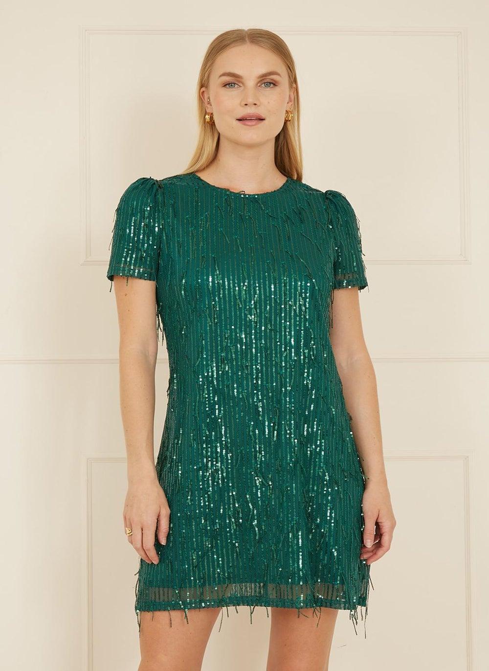 Emerald Sequin Mini Dress - Image 1