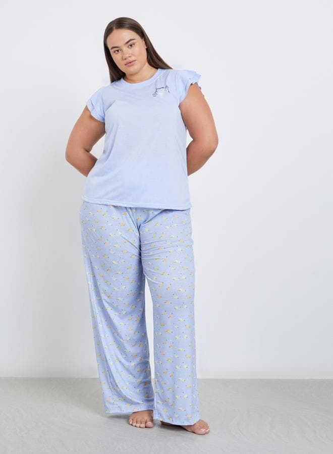 Styli Plus Flamingo Double Ruffle Tank Pyjama Set - Image 1