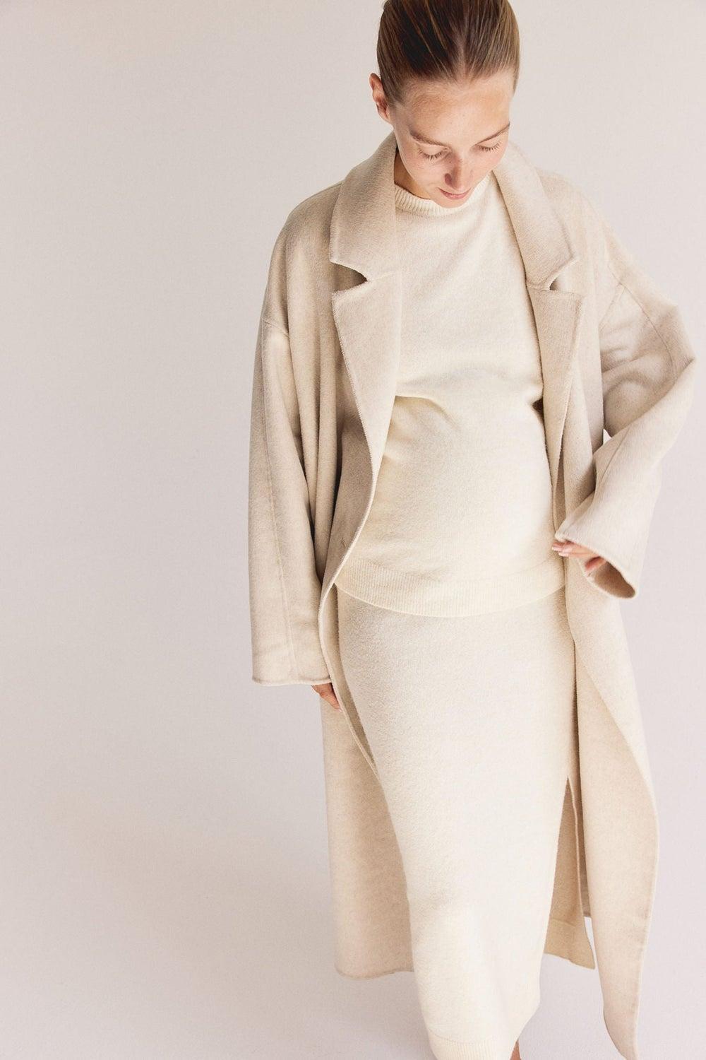 Mama Knitted Calf-Length Skirt with Side Slit - Image 1