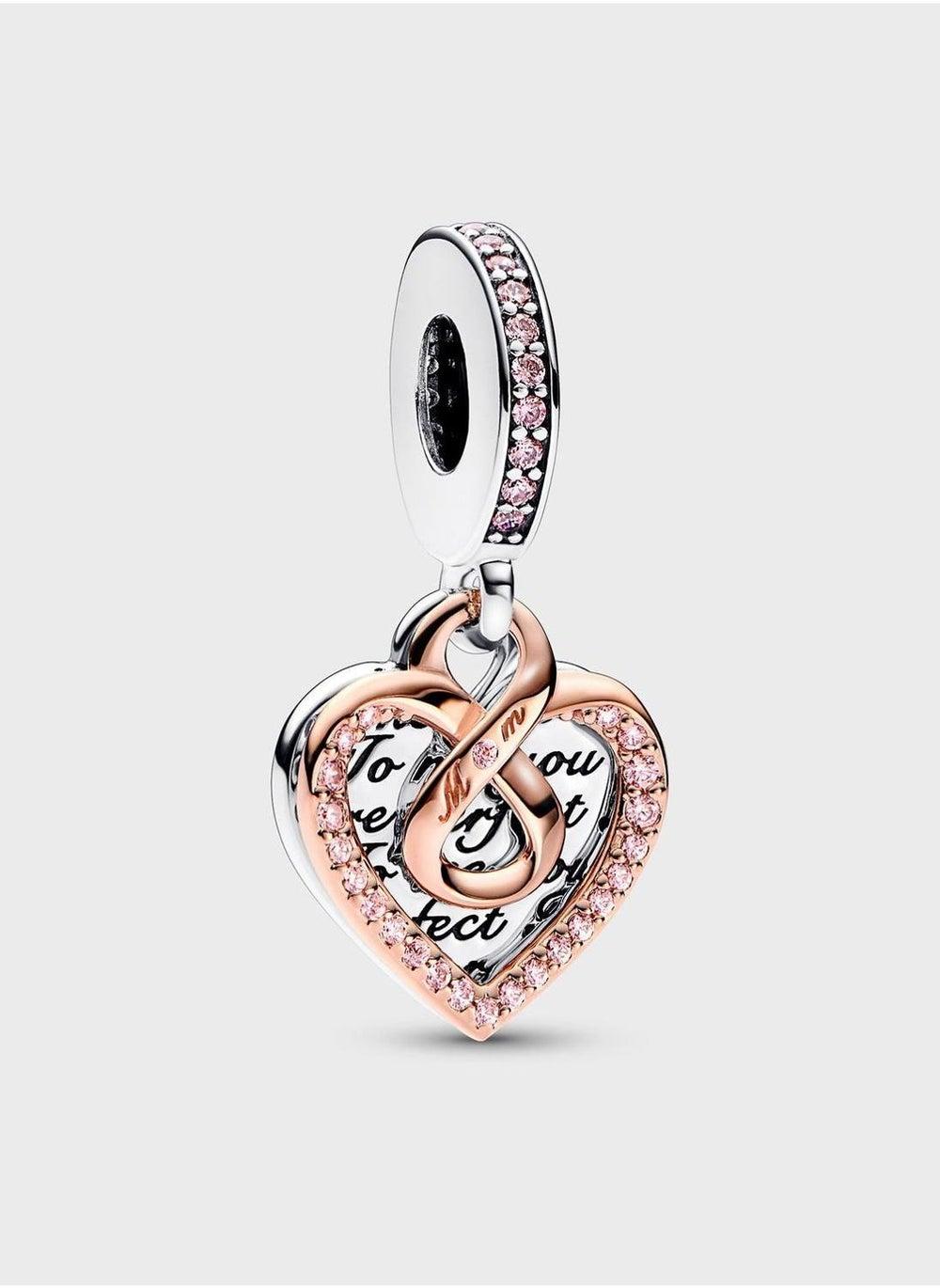 14K Rose Gold Plated Heart Sterling Silver Charm Bracelet - Image 1