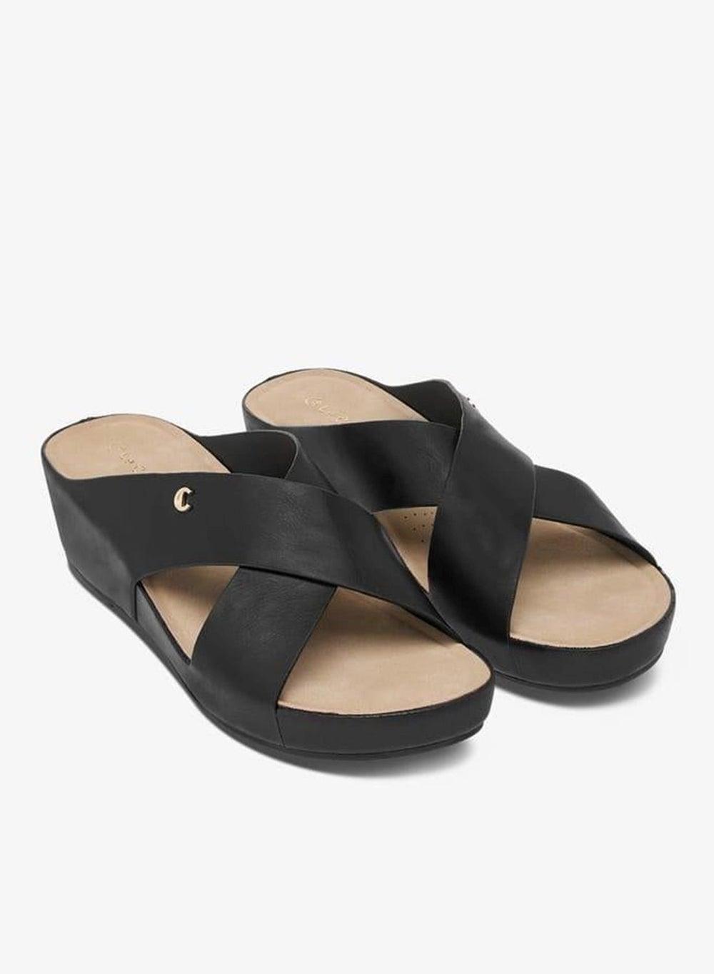 Women Solid Cross Strap Wedge Heel Sandals - Image 1