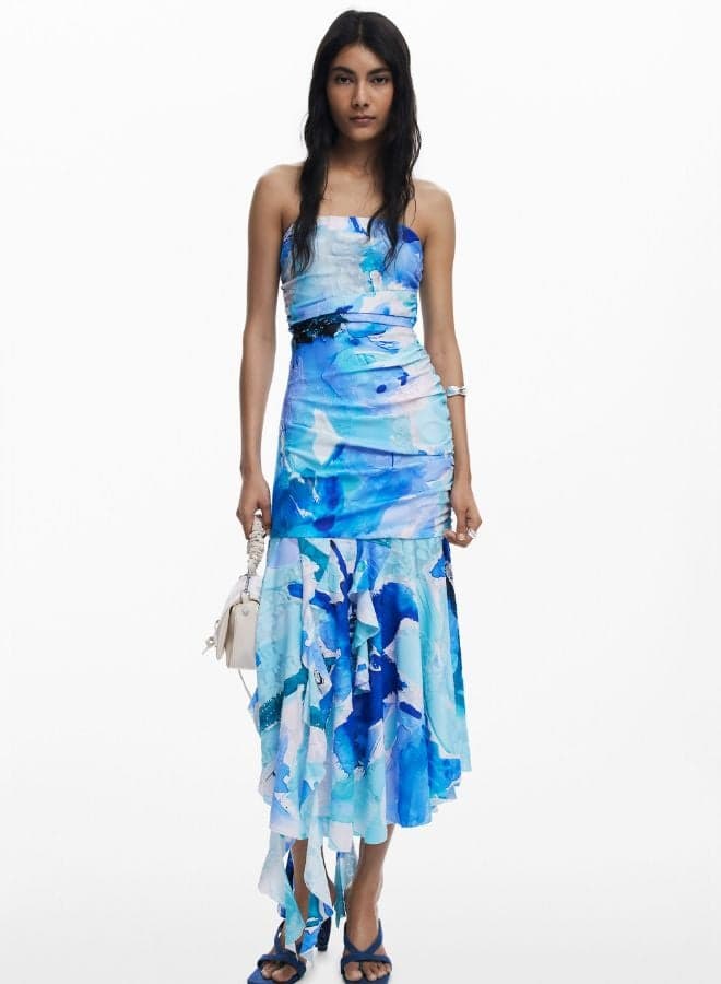 Asymmetric Bandeau Maxi Dress - Image 1