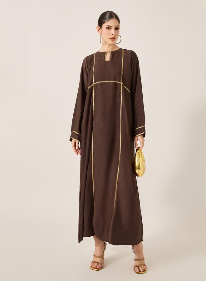 Lace Detail Keyhole Neck A-Line Jalabiya - Image 1