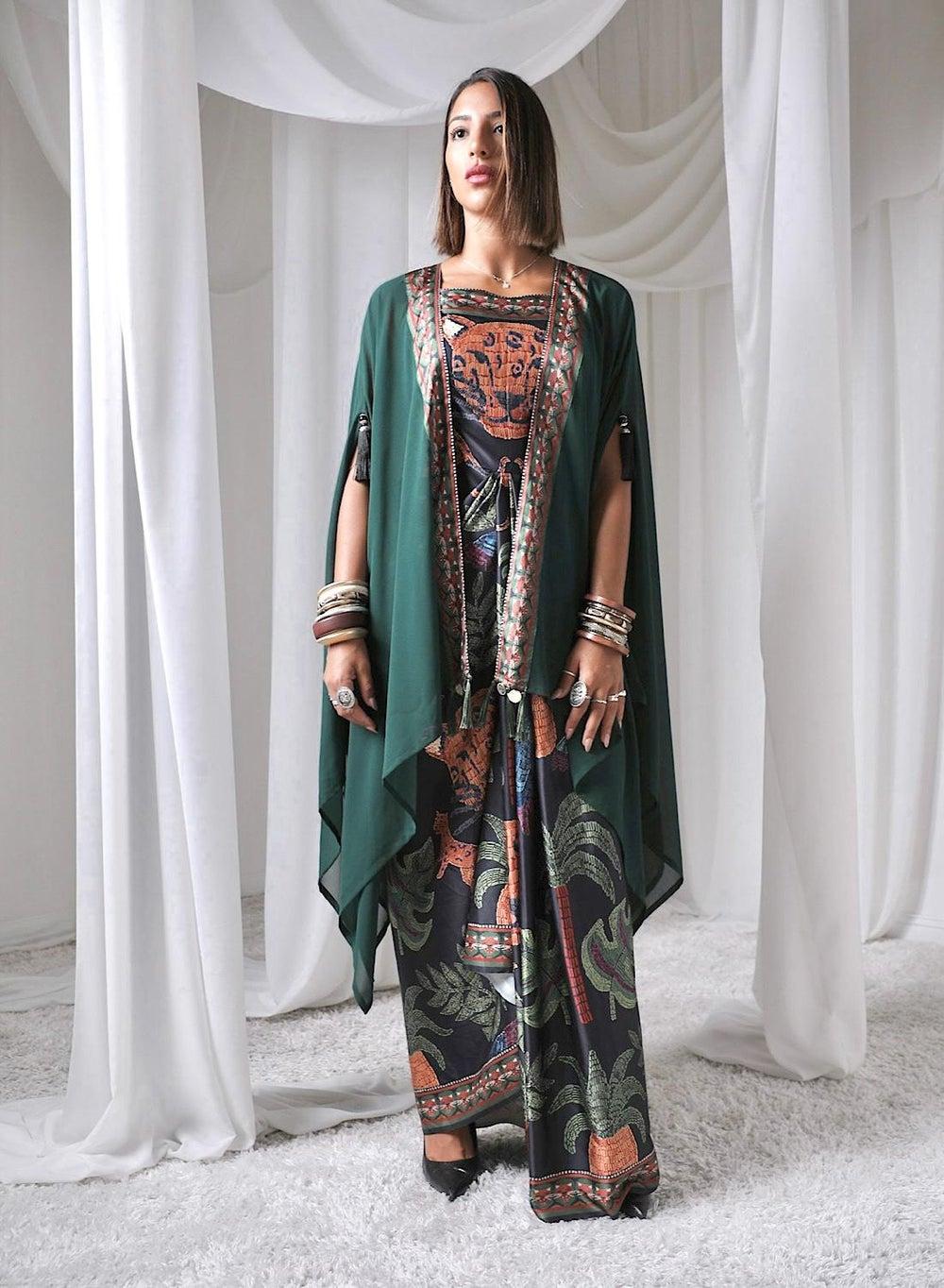 Pleated Dress and Cape Set - Image 1