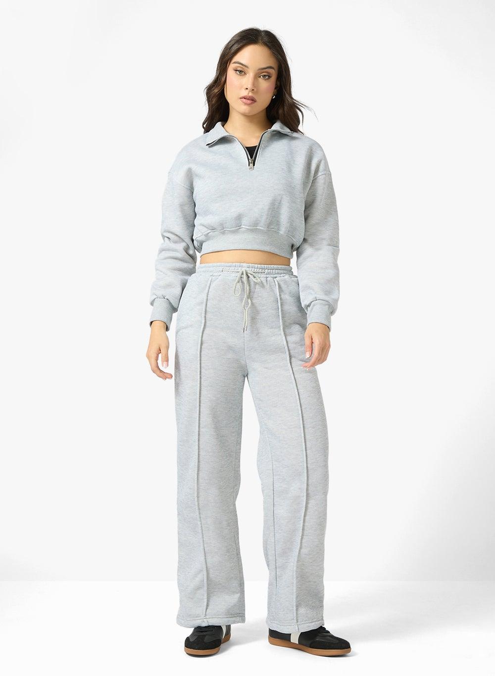 Oversize Half Zip Sweatshirt & Sweatpant Set - Image 1