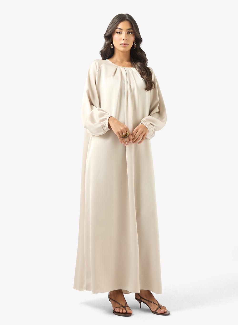 Crew Neck Pleated Maxi Dress - Image 1