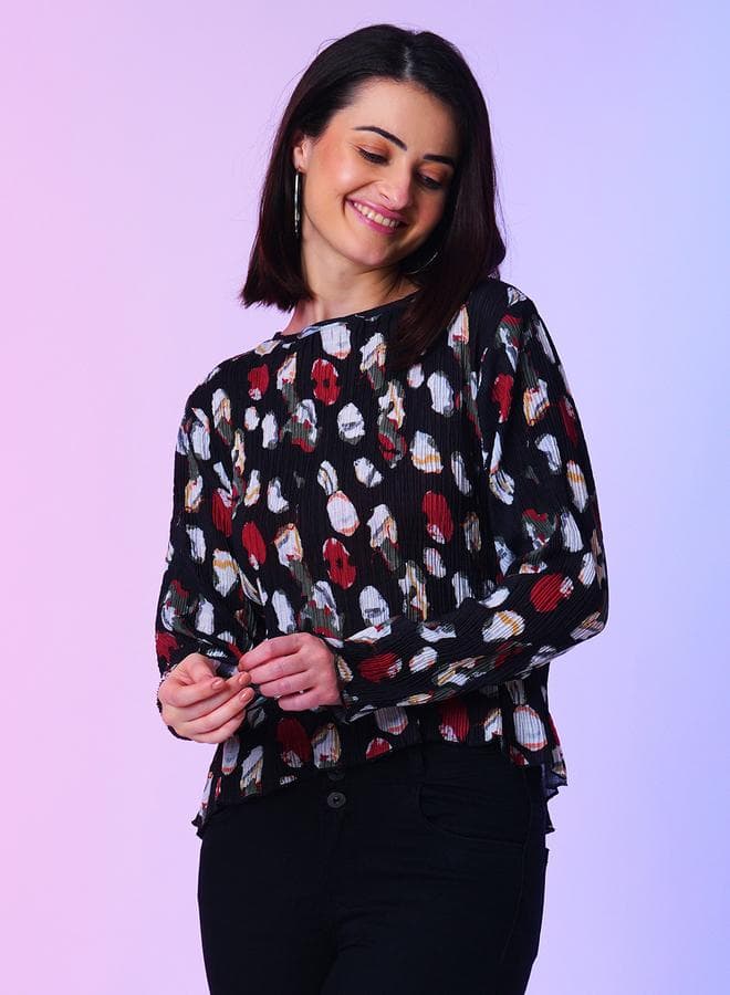 Globus Printed Round Neck Long Sleeve Top - Image 1