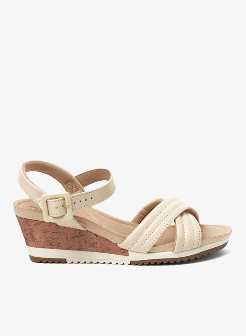 Ankle Strap Mid Heel Wedge Sandals - Image 1