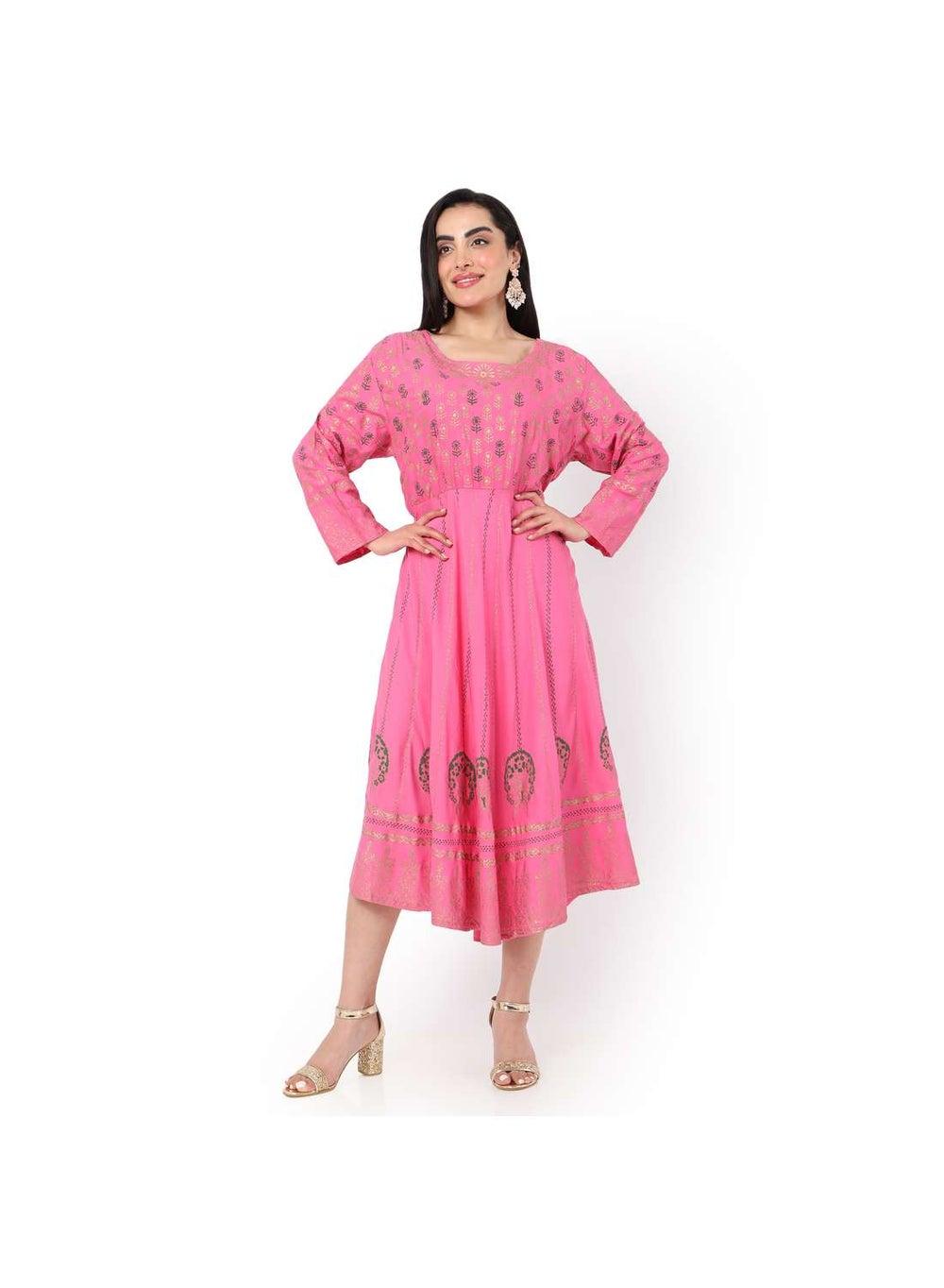Multicolour Printed Short Arabic Jalabiya Dress - Image 1