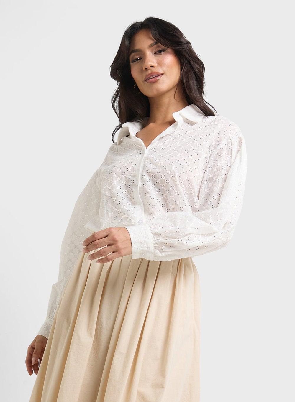 Button Down Puff Sleeve Shirt - Image 1