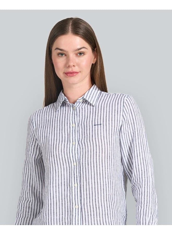 Regular Fit Striped Linen Shirt - Image 1