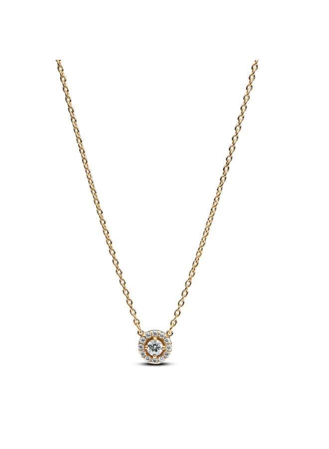 Round Pavé Halo Pendant Necklace in 14k Gold Plating - Image 1
