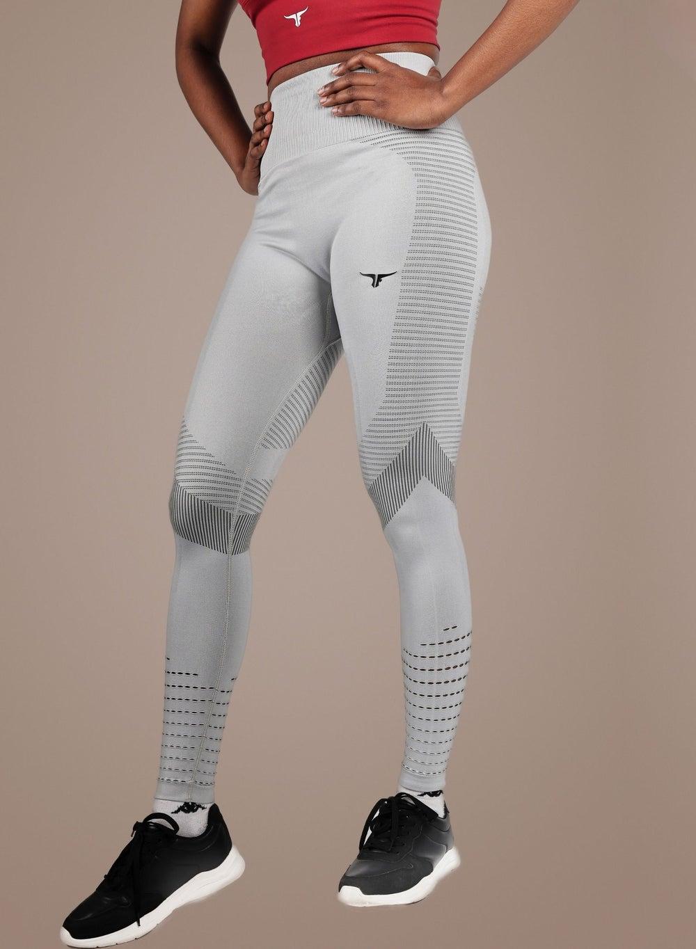 SpinFit High Waist Hollow Leggings in Light Grey - Image 1