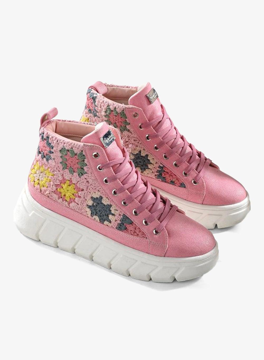 Fresh Feet Crochet High Top Lace-Up Sneakers - Image 1