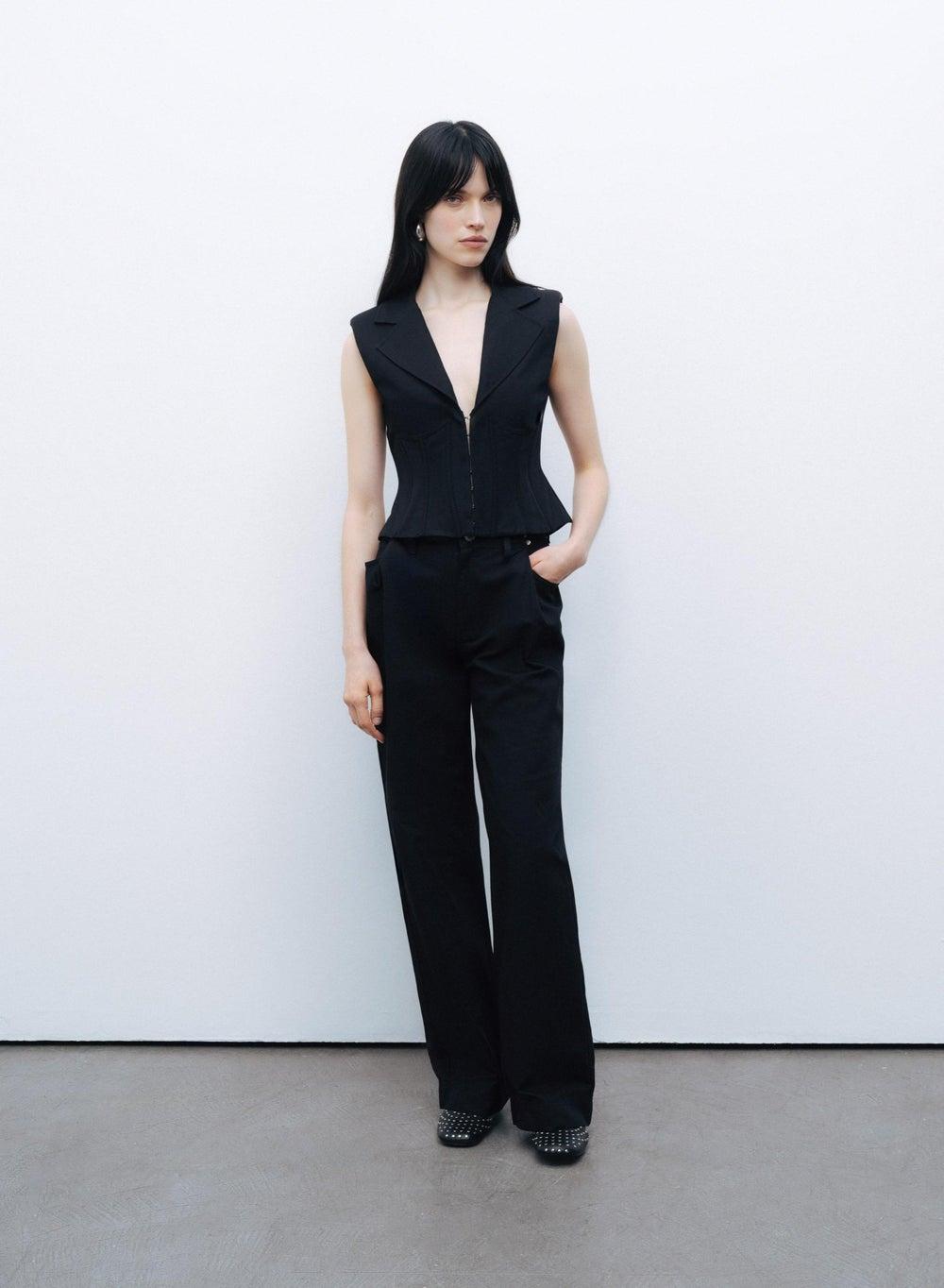 Waist Detailed Low-Waist Adjustable Trousers - Image 1