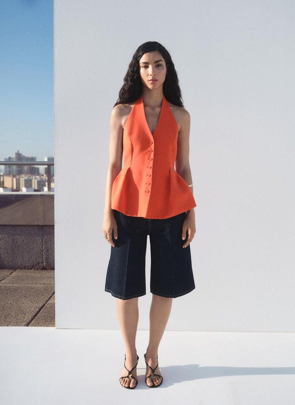 Halter-Neck Peplum Waistcoat - Image 1