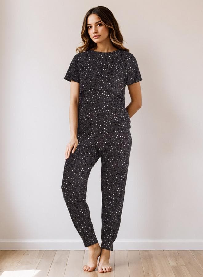 Printed Maternity Pyjama Set for Comfortable Nightwear - Image 1