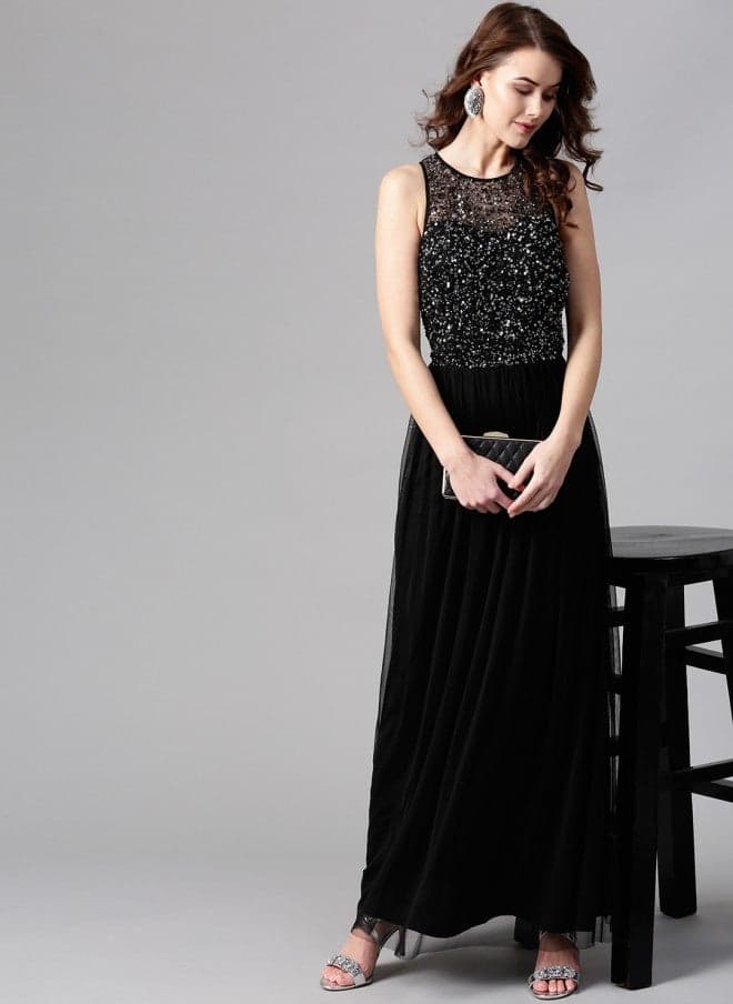 Women’s Maxi Dress with Sequinned Bodice - Image 1