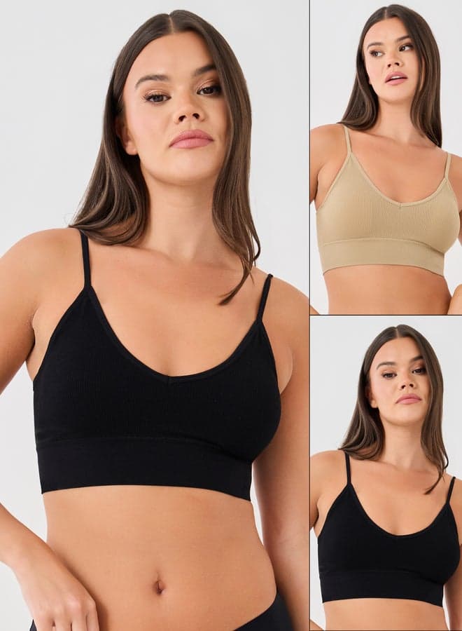 Pack of 2 Padded Seamless Ribbed Crop Tops - Image 1