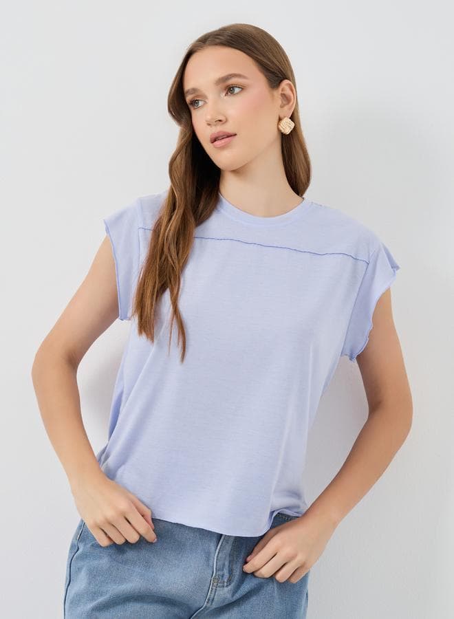 Solid Round Neck Regular Fit T-Shirt - Image 1