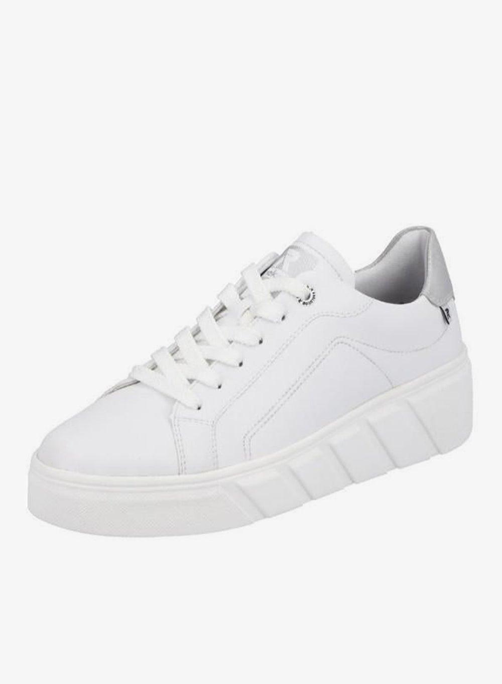 116-1154 Rieker W0501-80 White Lace-Up Casual Shoes - Image 1