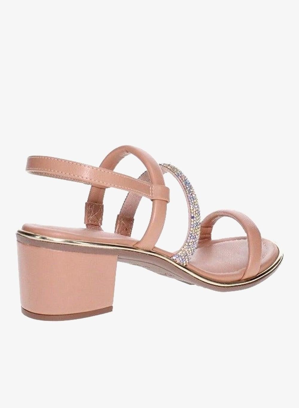 Mid Heel Sling Back Sandals with Ankle Strap - Image 1