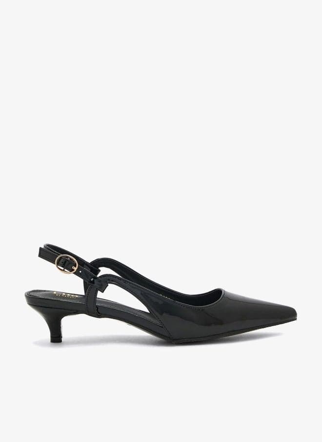 Curved Strap Pointed Pump with Ankle Strap - Image 1