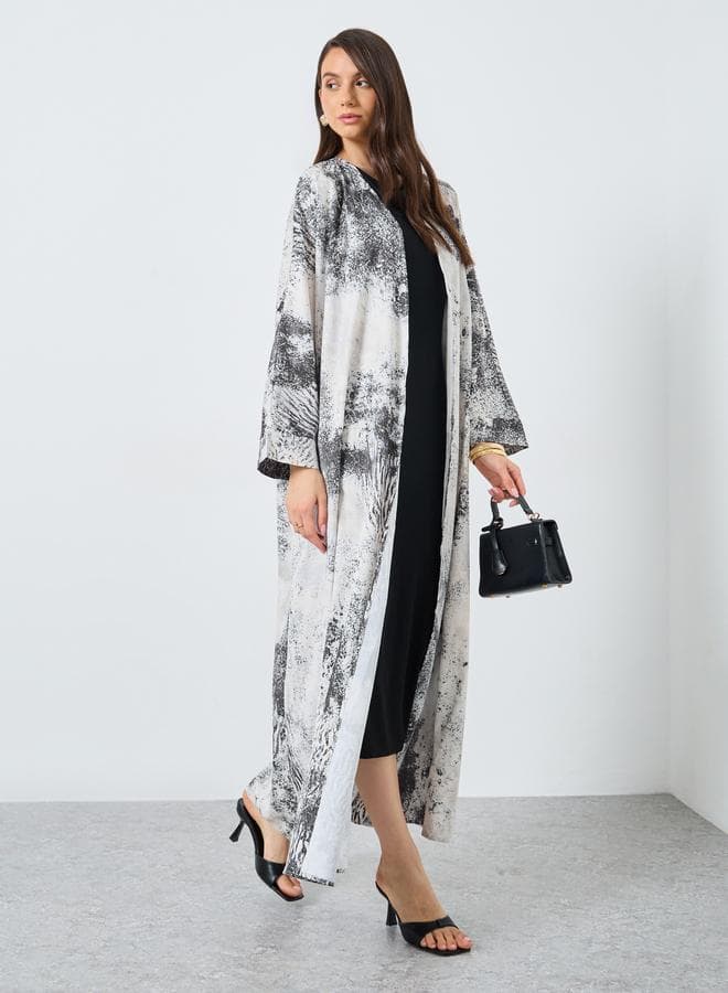 Leopard Print Open Front Abaya - Image 1