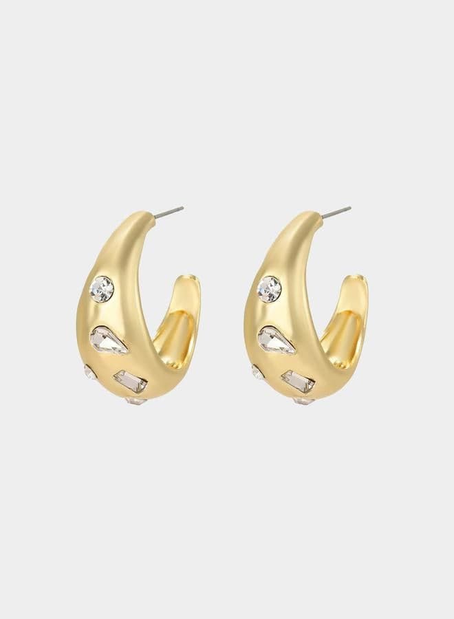 Styli Embellished Dome Hoop Earrings - Image 1