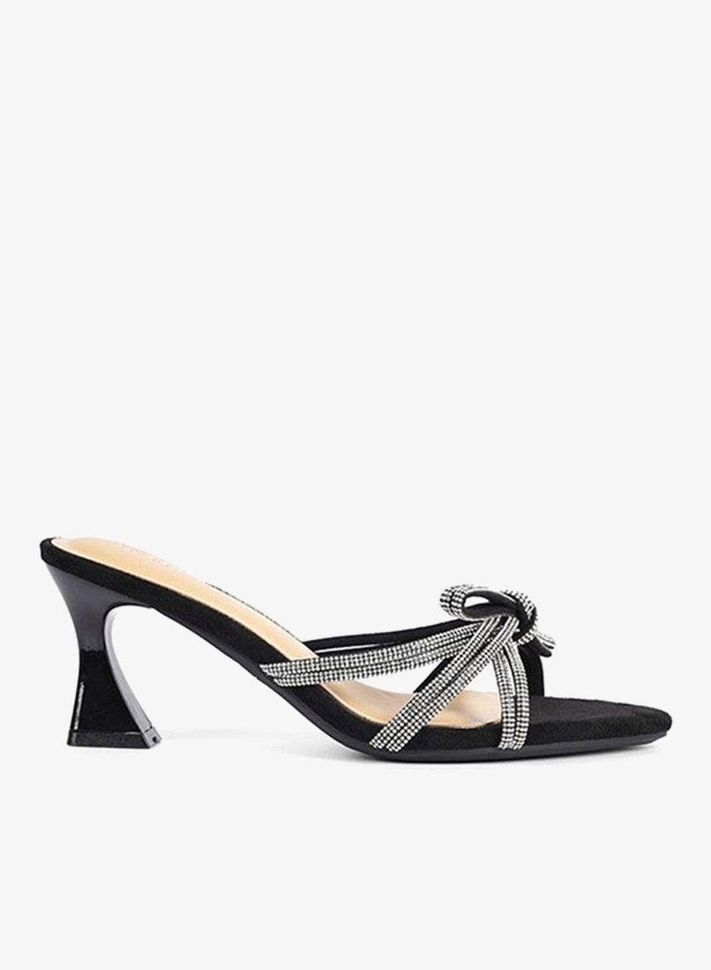 Women’s Heeled Mesh Embellished Mules - Image 1