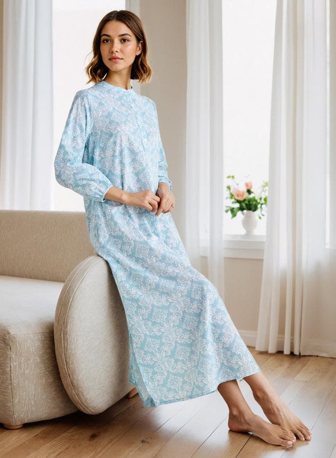 Printed Cotton Night Gown for Women - Image 1