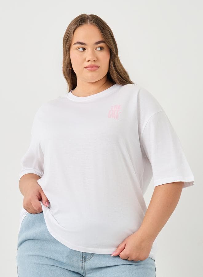 Styli Plus Size Oversized Back Graphic White T-Shirt - Image 1