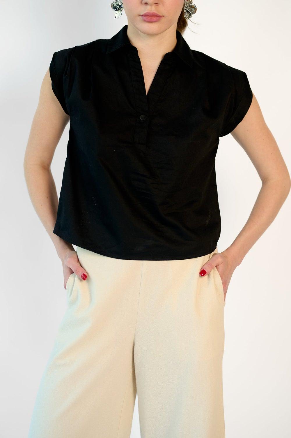 Cotton Pleated Dinnerwear Popper Crop Top - Image 1