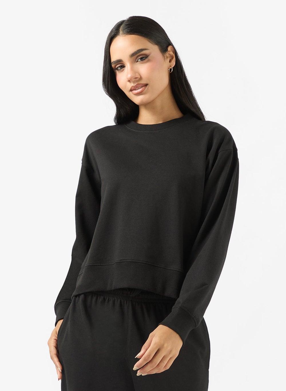 Cotton Oversize Crew Neck Essential Sweatshirt - Image 1