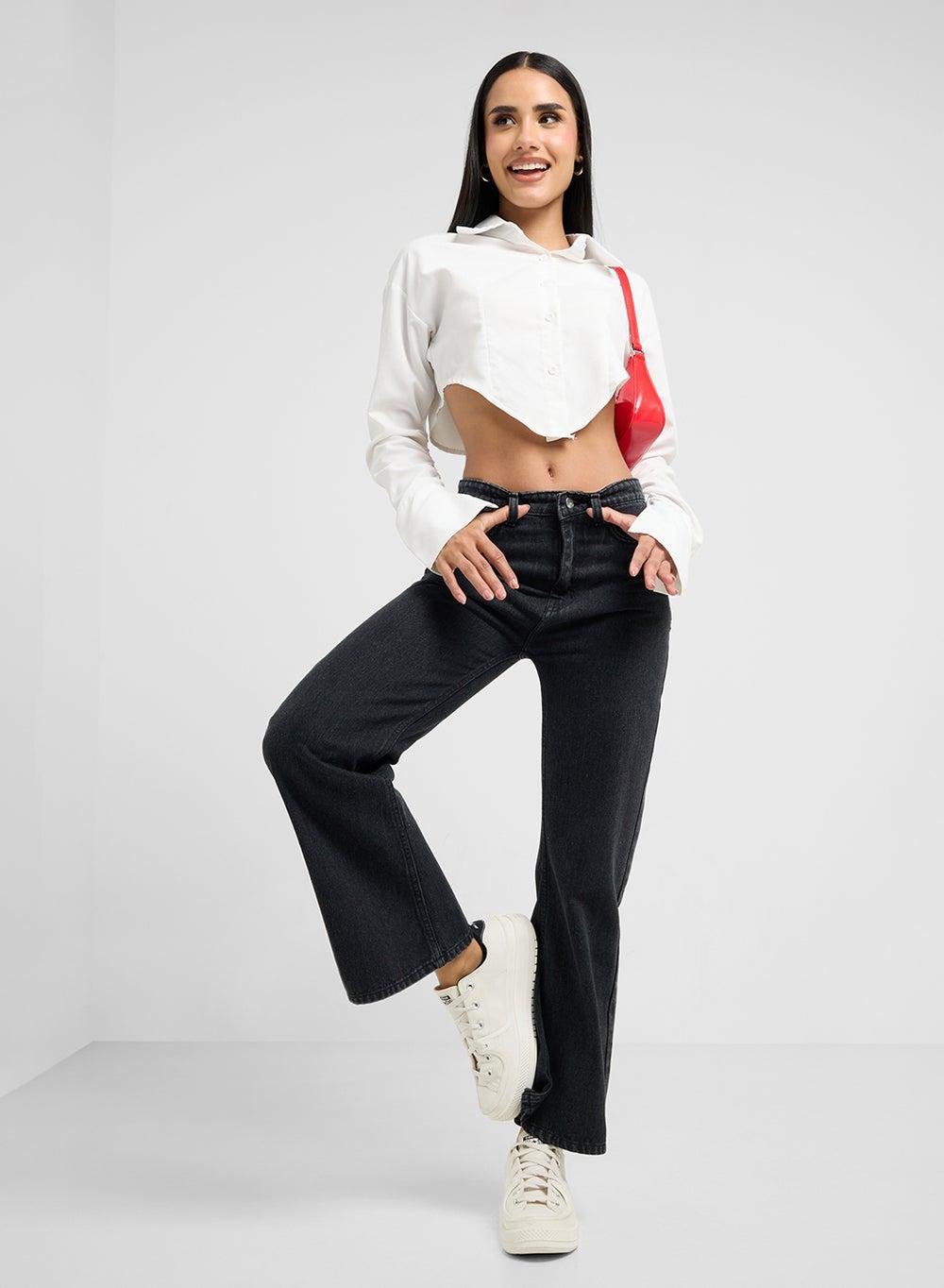 High Rise Straight Fit Jeans for Everyday Wear - Image 1