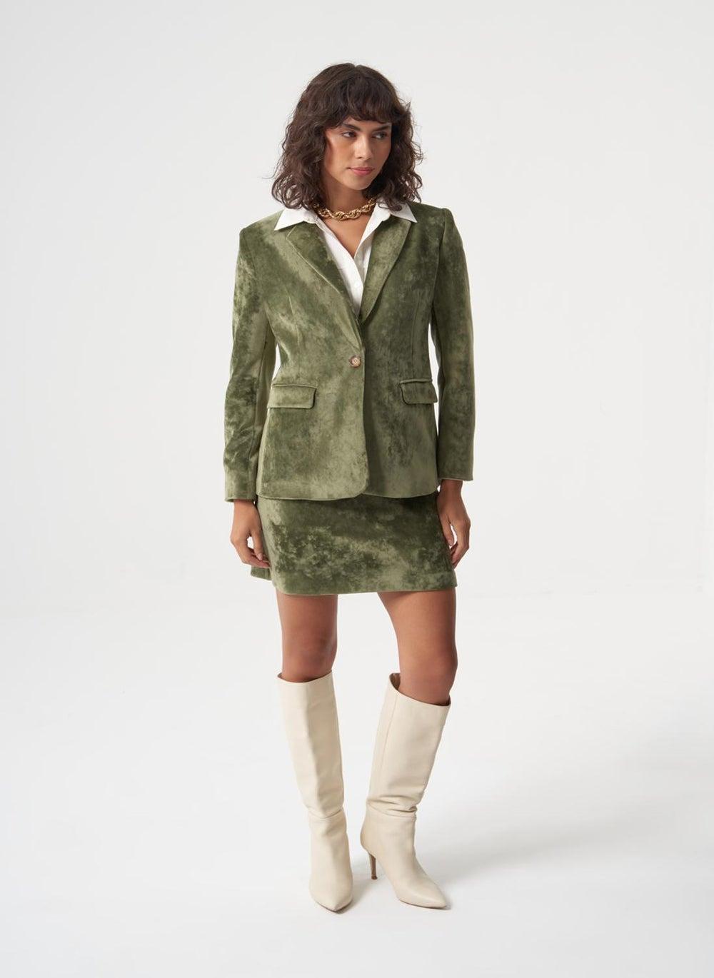 Green Suede Texture Modest Jacket - Image 1