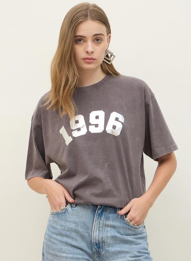 Styli Acid Washed 1998 Foil Oversized T-Shirt - Image 1