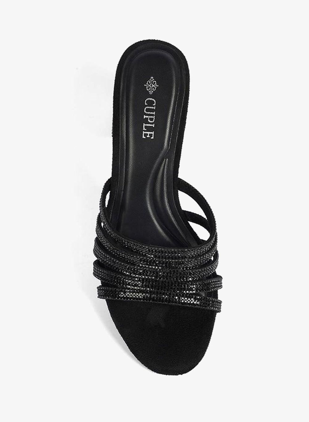 Women's Embellished Heeled Mule Sandals - Image 1
