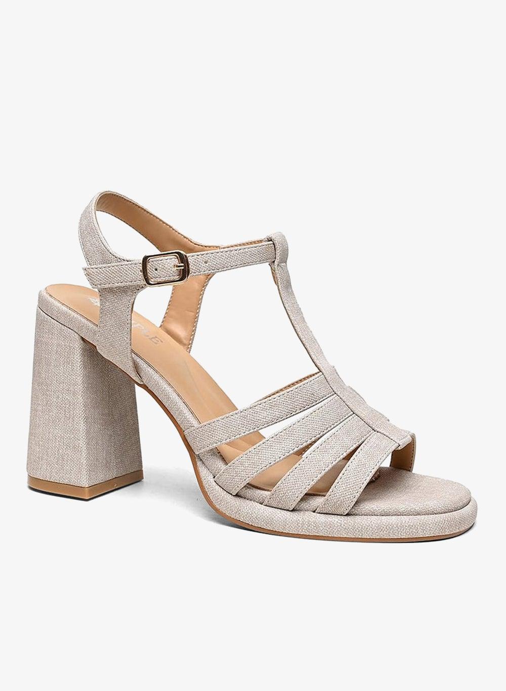 Light Beige Comfort Block Heel Sandal - Image 1
