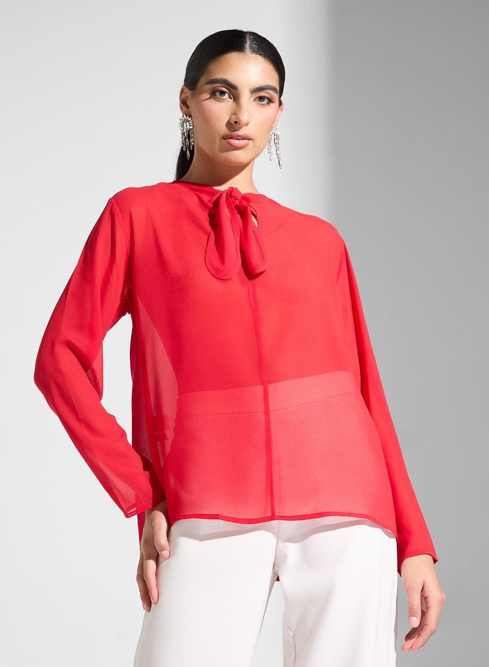 Long Sleeve Polyester Modest Blouse for Women - Image 1