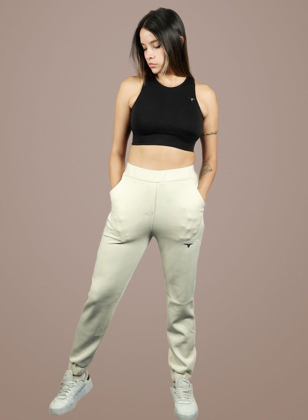 THUGFIT VelocityVibe Ladies Beige Jogger Pants - Image 1