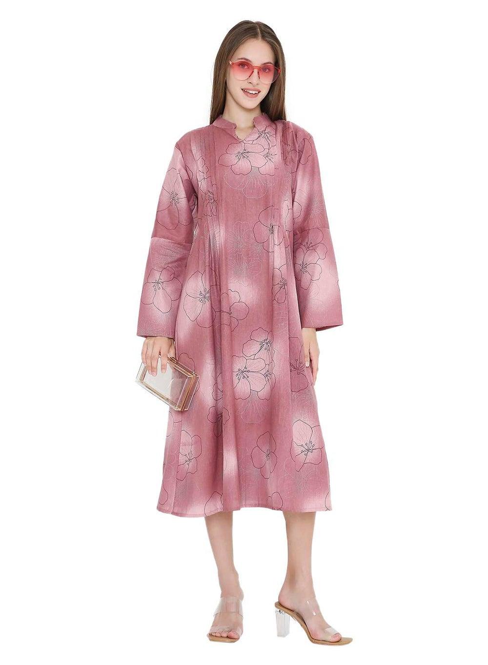 Printed Short Farasha Jalabiya for Modest Everyday Wear - Image 1