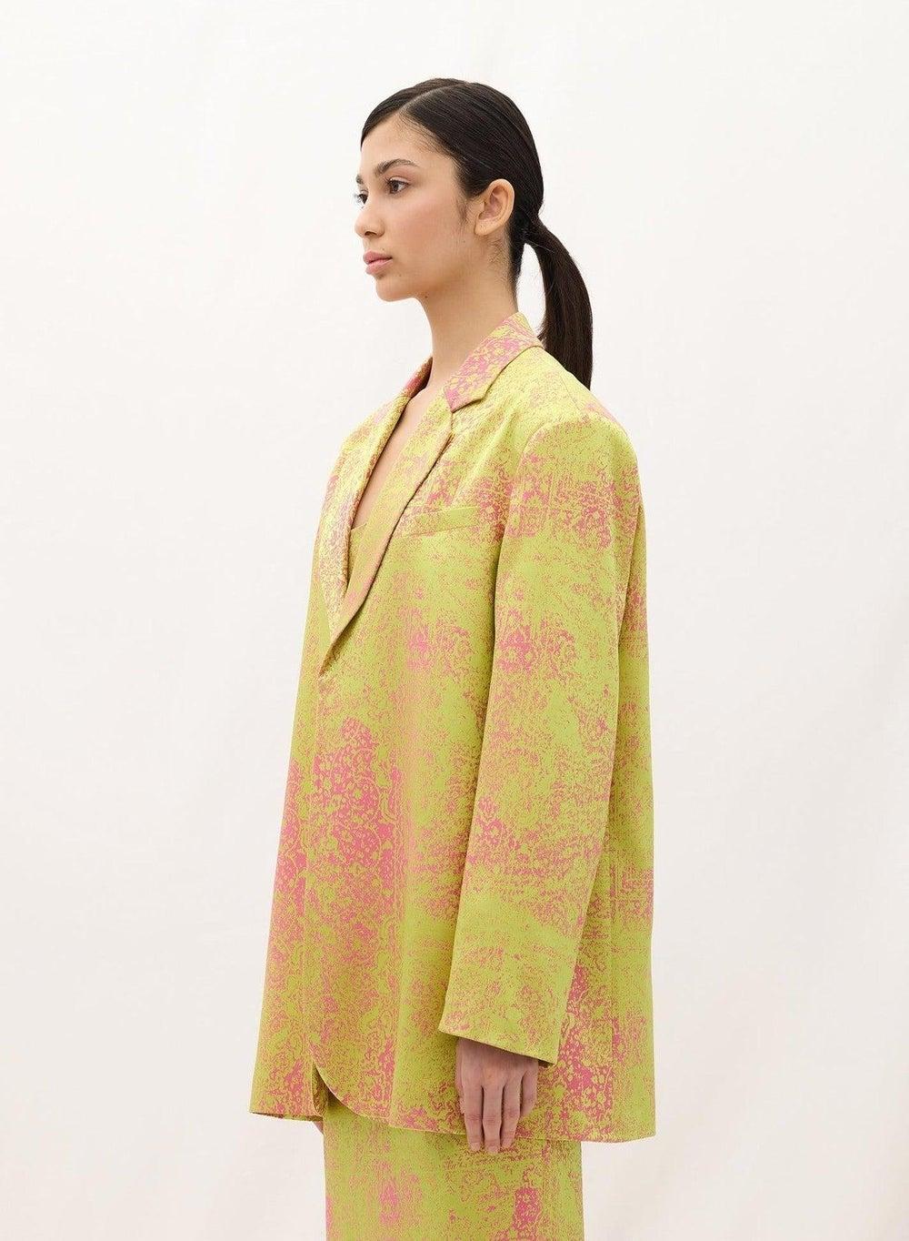 BLAZER 101 Pink Lime Carpet Print Blazer - Image 1