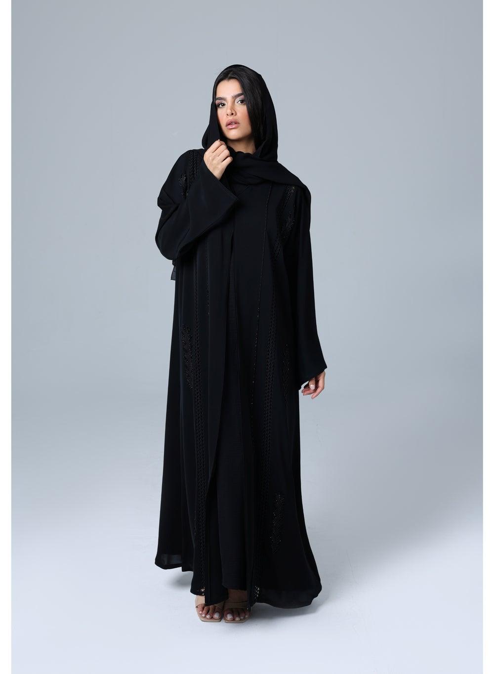 Luxury Crystal Embroidery Abaya with Matching Scarf - Image 1