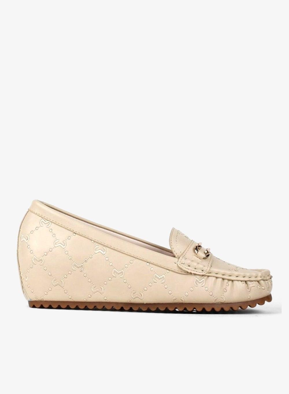 ROXY Wedge Moccasin Flat Shoes with Gold Buckle - Image 1