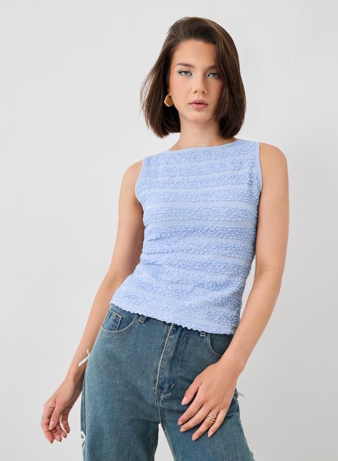 Take Two Texture Sleeveless Round Neck Top - Image 1