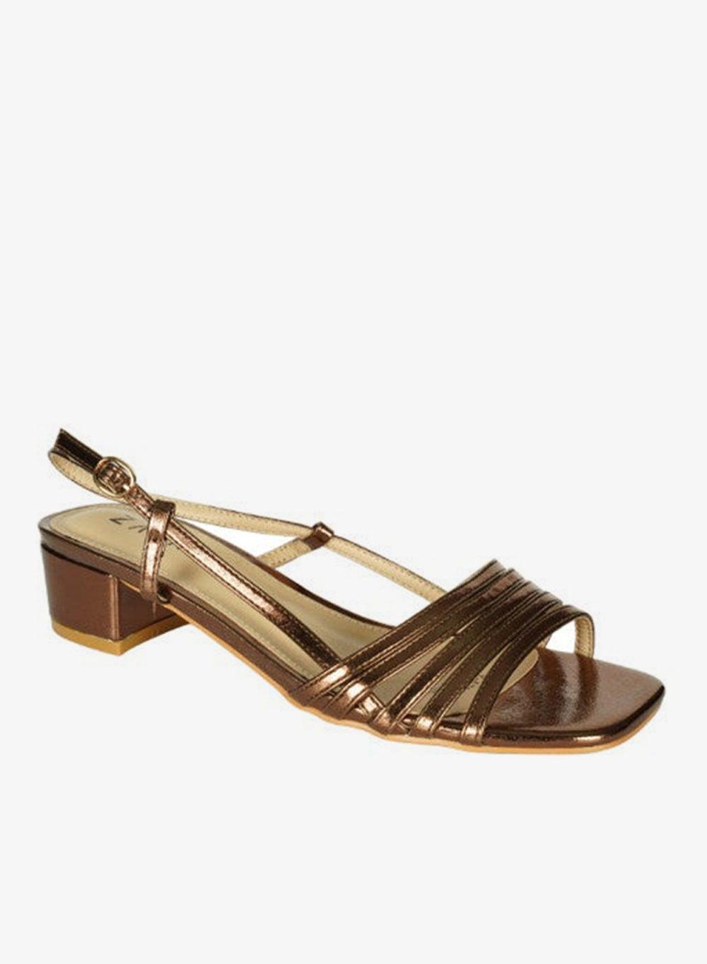 221-9 Zayna Bronze Mid Heel Backstrap Sandals Y-0721 - Image 1